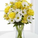 reference # C3-4793
Starting at $ 43.99
The Sunny Sentiments™ Bouquet by FTD® is a blooming expression of charming cheer. Brilliant yellow roses and Peruvian lilies share the spotlight with white traditional daisies and green button poms to create a memorable bouquet. 
