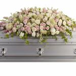Reference #T236-3A
As shown $ 425.00
A graceful and magnificent cascade of delicate pale pink, white, and crème flowers conveys everlasting affection for the radiant spirit being honored, and gently eases sorrow for those paying respect.
