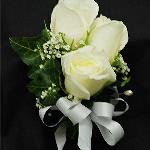 WHITE ROSE CORSAGE OR WRISTLETTE $ 20.00 