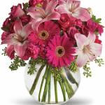 Reference # T10-3A
Starting at $ 47.95
An ideal pick for anyone whose favorite color is pink, this stylish mix is full of variety and comes presented in a clear glass bubble bowl she''ll use again and again.
A wide variety of flowers including pink roses, pink asiatic lilies, hot pink gerberas, pink