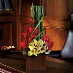 Reference # T84-1A
Starting at  $82.95
Gorgeous yellow cymbidium orchids and leucadendron, red gladioli, lily grass and other tropical greens are delivered in a distinctive keepsake bamboo cube.
